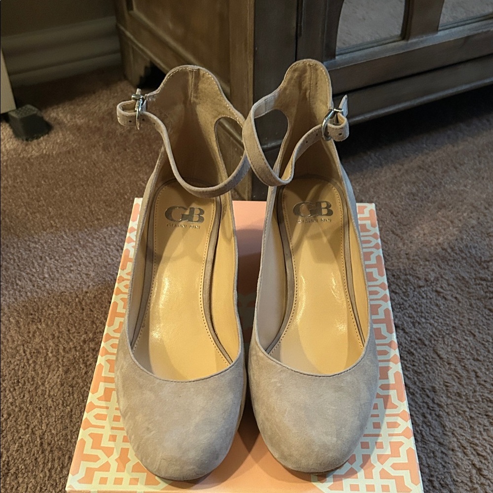 Gianni Bini Taupe Ankle Strap Heels